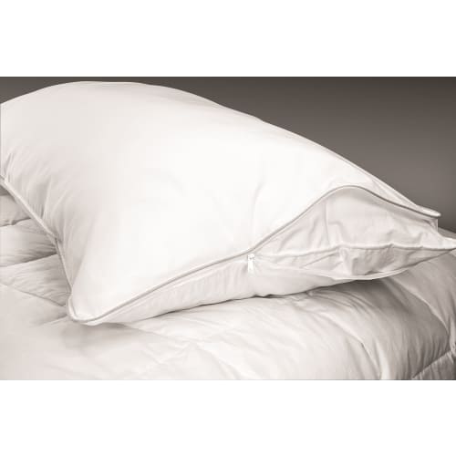 Fairview T200 Cotton Woven Stripe, Standard Pillow Protector 20x26, Zipper Closure, White